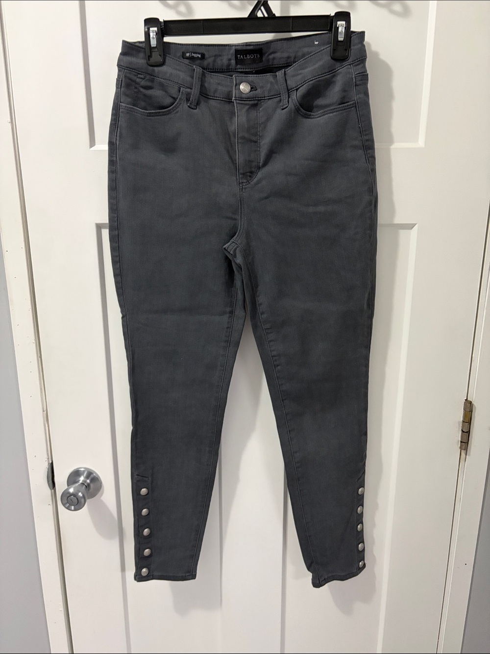 Talbots Charcoal Skinny Jeans with Snap-Hem Detail